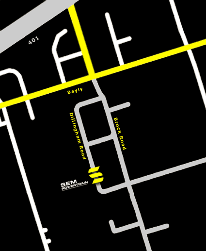 Map of directions to SEM from Pickering, Ontario